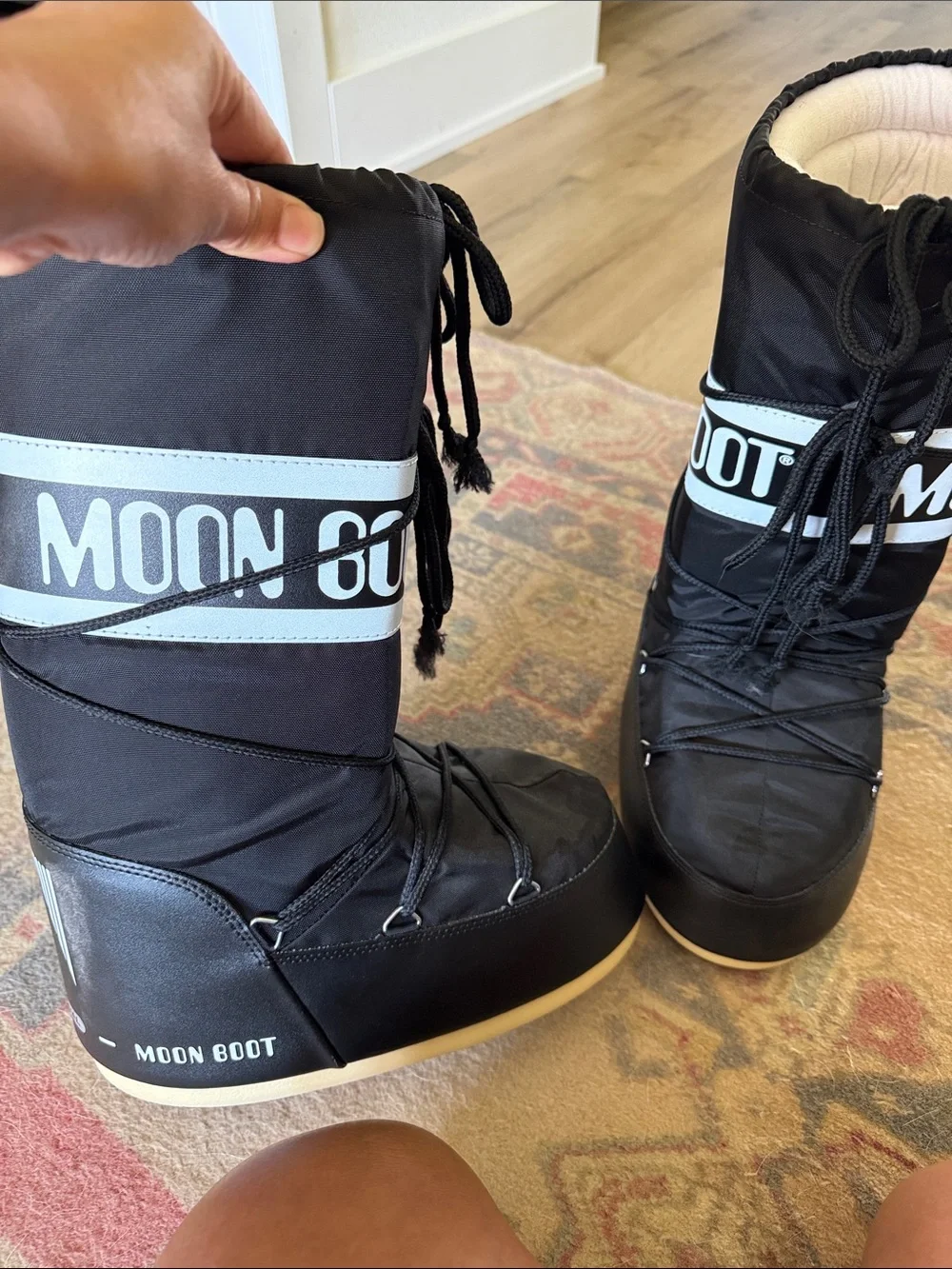Moon Boot Black Boots with Cream Soles
